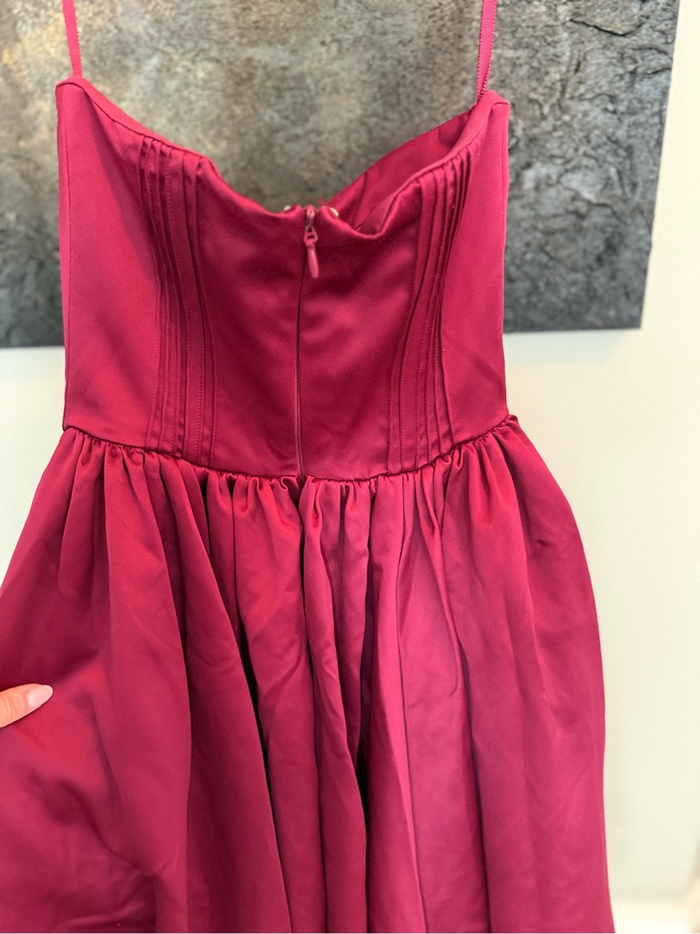 House of CB Coco Burgundy Satin Tulle Midi Dress - Picture 7 of 9